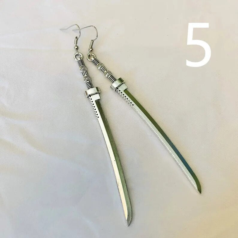 Gothic Black Night Warrior Earrings Sun Ring Sword Earrings Classic Eardrop Big Sword Statement Mystical Jewellery Women Gift
