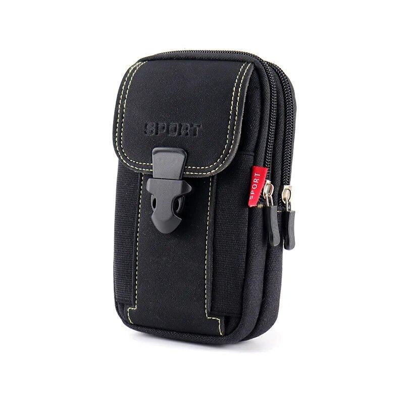 Universal 7'' Waterproof Multifunctional Canvas Mobile Phone Bag Outdoor Traval Bag for Men Man Waist Belt Phone Pouch Holder