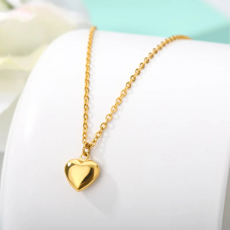 Punk Cuban Chain Heart Necklace For Women Hip Pop Stainless Steel Choker Fashion Wedding Party Jewelry Gift