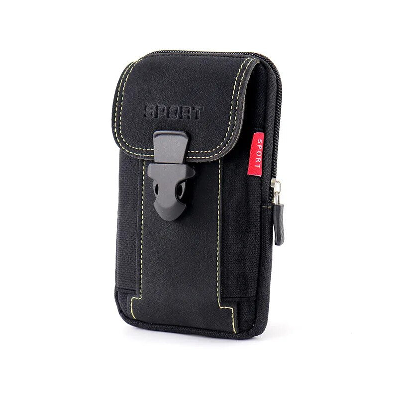 Universal 7'' Waterproof Multifunctional Canvas Mobile Phone Bag Outdoor Traval Bag for Men Man Waist Belt Phone Pouch Holder