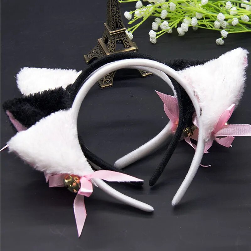 Women Sweet Cat Ears Headband Anime Accessories Party Club Bar Halloween Costume Hair Headband Girls Plush Ears Headwear