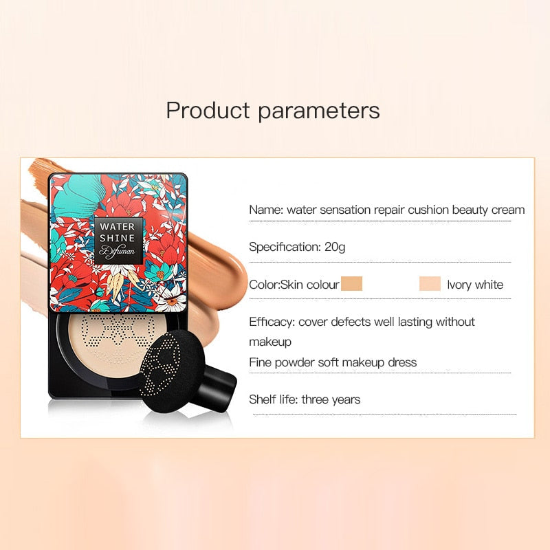 Air Cushion Mushroom Head CC Cream Concealer Whitening Concealer Moisturizing BB Cream Makeup Up with Mushroom Puff TSLM1