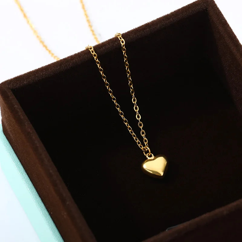 Punk Cuban Chain Heart Necklace For Women Hip Pop Stainless Steel Choker Fashion Wedding Party Jewelry Gift