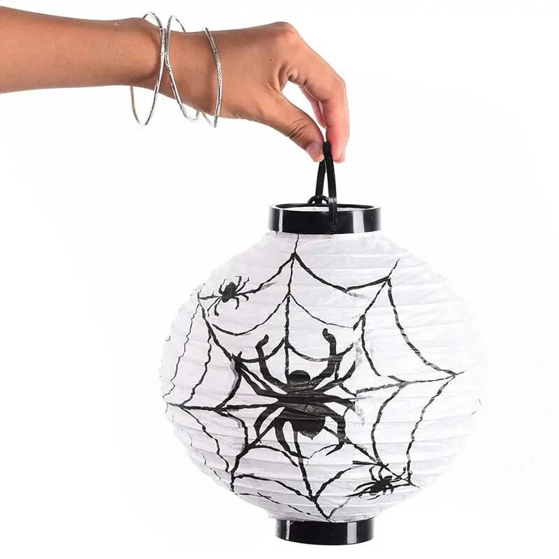1pc Pumpkin Light Bat Spider Black Paper Orange White Hanging Lantern Halloween Birthday Party DIY Decoration Halloween Supplies