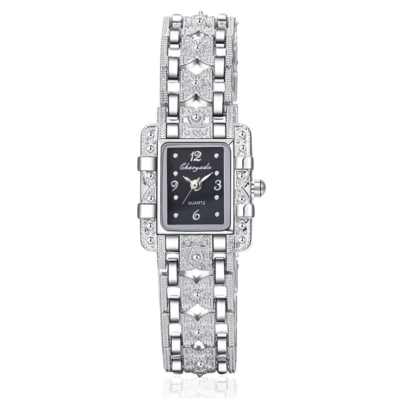 Women Watch Rectangle Dial Silver Stainless Steel Crystal Watches Fashion Quartz For Women ladies major relojes Hot Sale Relojes