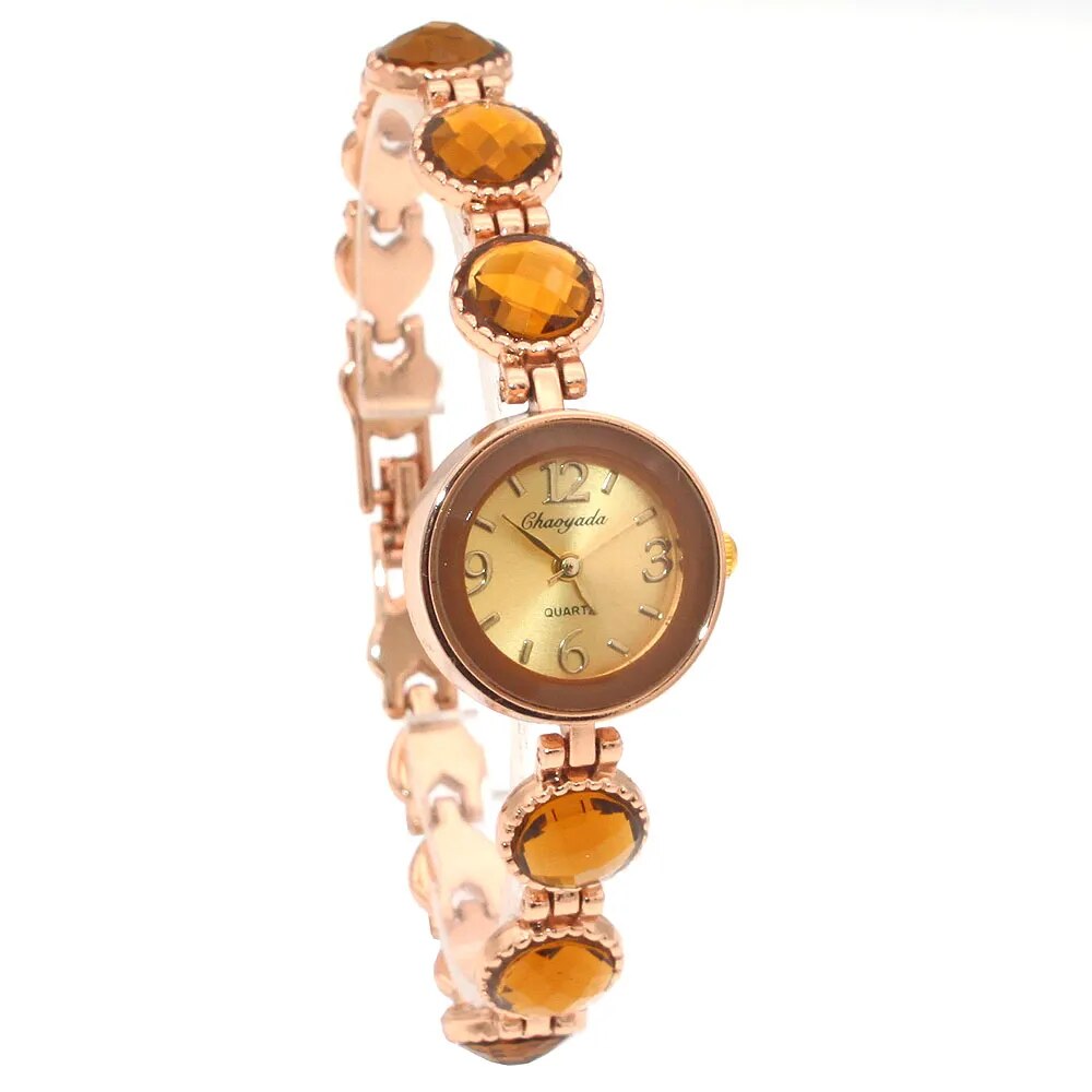 chaoyada women office ladies gold stainless steel luxury quartz wristwatch girls electronic waterproof bracelet watches
