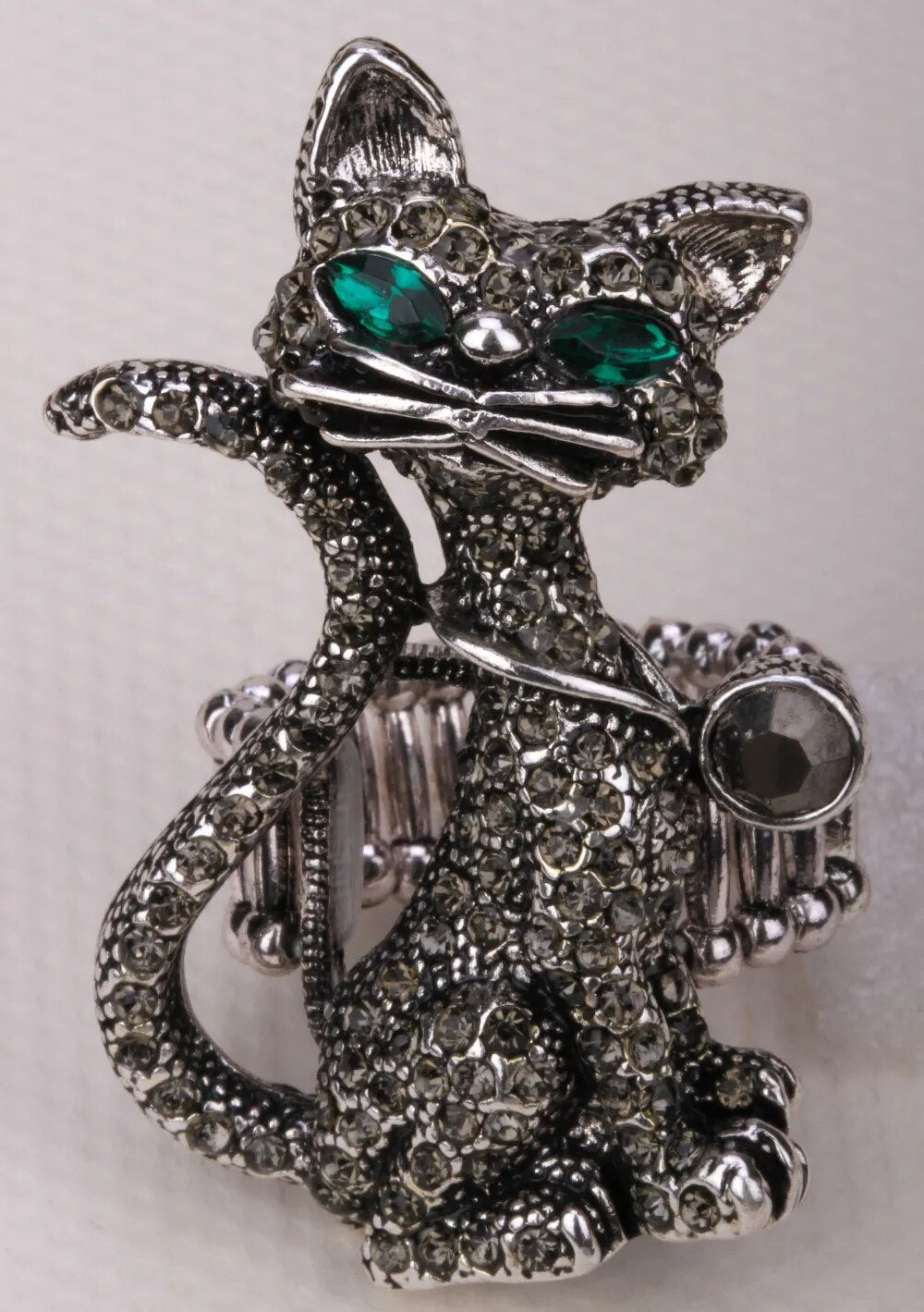 Cat stretch ring halloween bling jewelry gifts for women girls kids animal charm