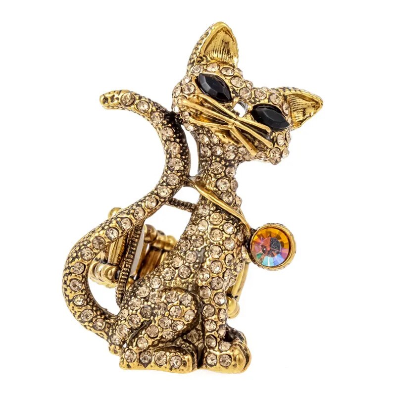 Cat stretch ring halloween bling jewelry gifts for women girls kids animal charm