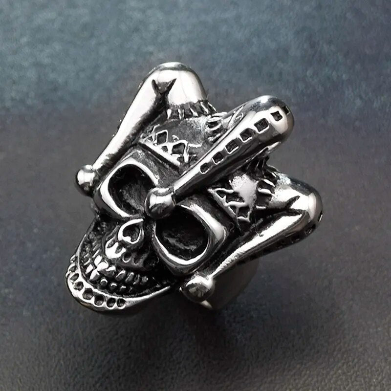 CHIMDOU Stainless Steel Ring Halloween Party Gift Circus Clown Skull Rings Jewelry,AR434