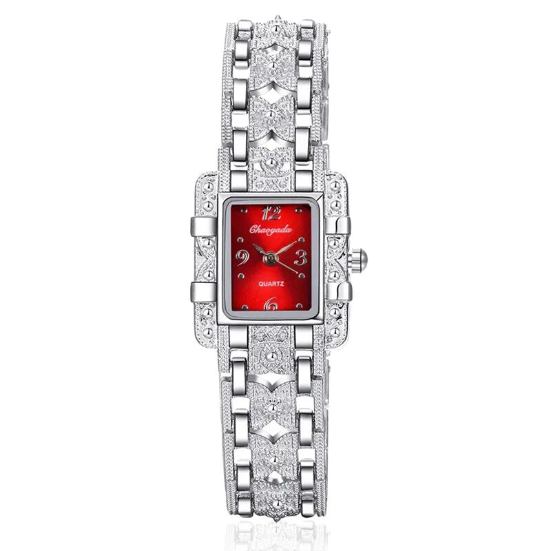 Women Watch Rectangle Dial Silver Stainless Steel Crystal Watches Fashion Quartz For Women ladies major relojes Hot Sale Relojes
