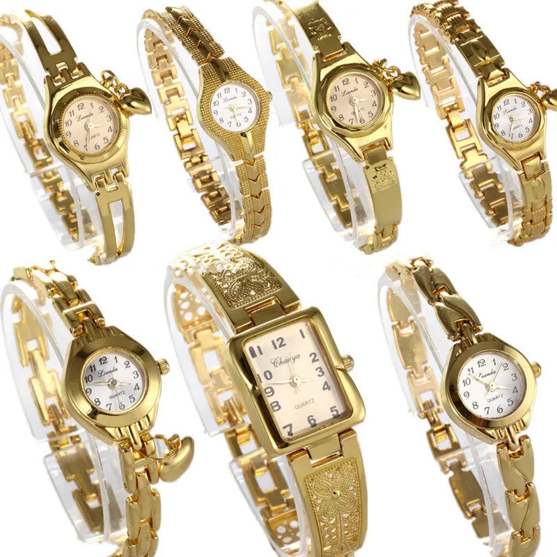 Women Watches Round Dial Hot Sale Gold Plate Watch Stainless Steel Quartz Hour Female Wrist watches elegant mujer hot relojes