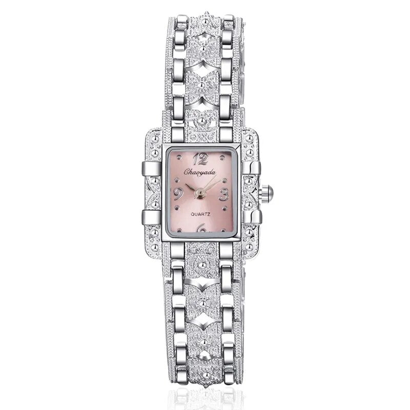 Women Watch Rectangle Dial Silver Stainless Steel Crystal Watches Fashion Quartz For Women ladies major relojes Hot Sale Relojes