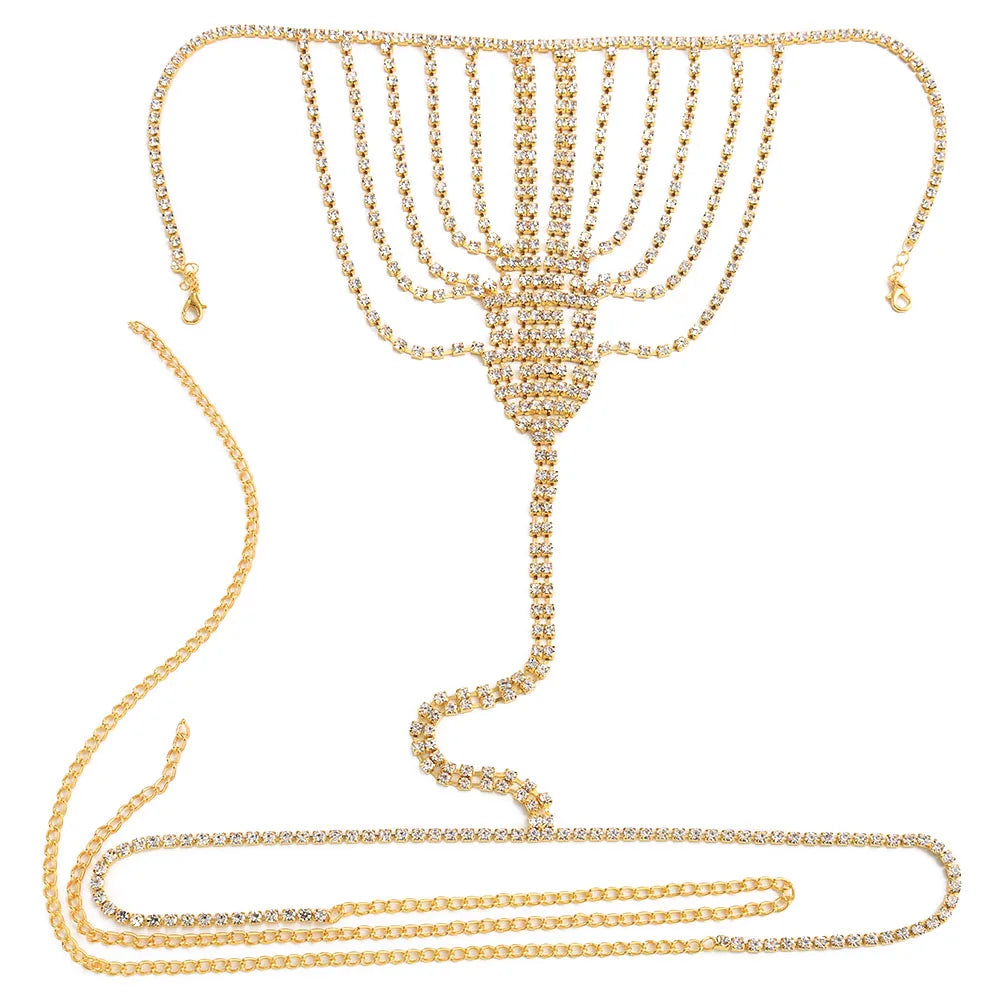 Sexy Chain Body Jewellery Simple Waist Round Cute Valentines Day Rhinestone Underwear Belly Chain Crystal Thong For Women
