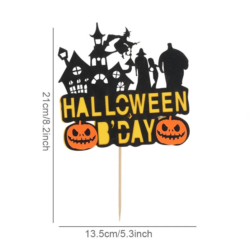Happy Halloween Cake Toppers Halloween Cupcake Toppers Cartoon Pumpkin Witch Ghost Cake Decorative Flags for Kids Halloween Deco