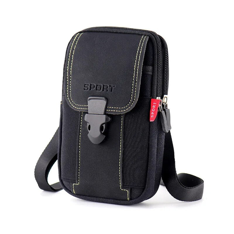 Universal 7'' Waterproof Multifunctional Canvas Mobile Phone Bag Outdoor Traval Bag for Men Man Waist Belt Phone Pouch Holder
