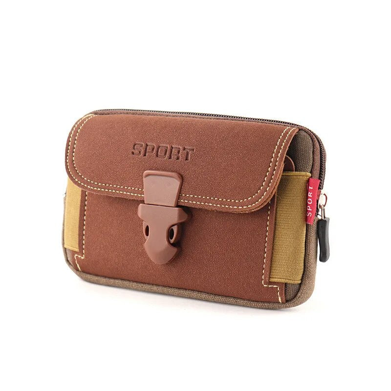 Universal 7'' Waterproof Multifunctional Canvas Mobile Phone Bag Outdoor Traval Bag for Men Man Waist Belt Phone Pouch Holder
