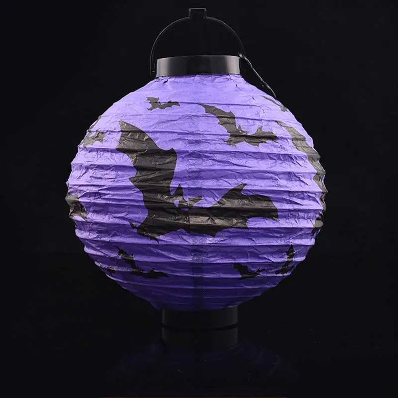 1pc Pumpkin Light Bat Spider Black Paper Orange White Hanging Lantern Halloween Birthday Party DIY Decoration Halloween Supplies