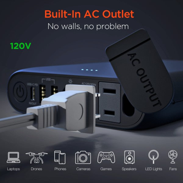 Meet the ultimate mobile power station. The HyperGear 24000mAh AC Laptop Power Bank is built for professionals, travelers, and digital nomads who need serious backup. With a massive battery, AC outlet, and USB-C PD, it charges laptops, phones, tablets, and more—no wall outlet required.