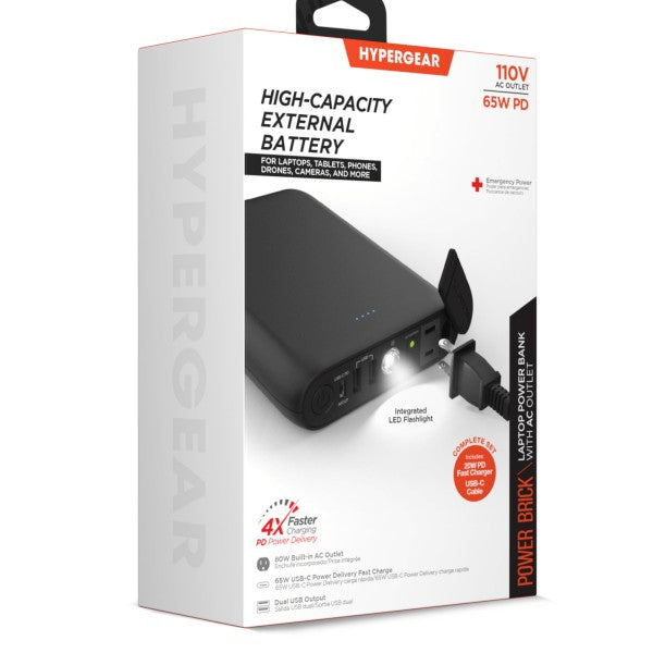 Meet the ultimate mobile power station. The HyperGear 24000mAh AC Laptop Power Bank is built for professionals, travelers, and digital nomads who need serious backup. With a massive battery, AC outlet, and USB-C PD, it charges laptops, phones, tablets, and more—no wall outlet required.