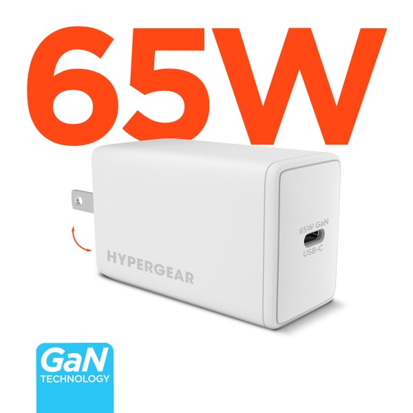 Meet the HyperGear 65W USB-C PD PPS GaN Charger—your ultra-compact solution for high-speed charging across laptops, tablets, and smartphones. Powered by next-gen GaN technology, it delivers serious performance in a pocket-sized build. Whether you're working remotely or traveling light, this charger keeps your gear juiced and your workflow uninterrupted.