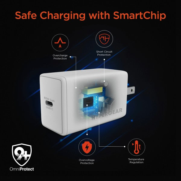 Meet the HyperGear 65W USB-C PD PPS GaN Charger—your ultra-compact solution for high-speed charging across laptops, tablets, and smartphones. Powered by next-gen GaN technology, it delivers serious performance in a pocket-sized build. Whether you're working remotely or traveling light, this charger keeps your gear juiced and your workflow uninterrupted.