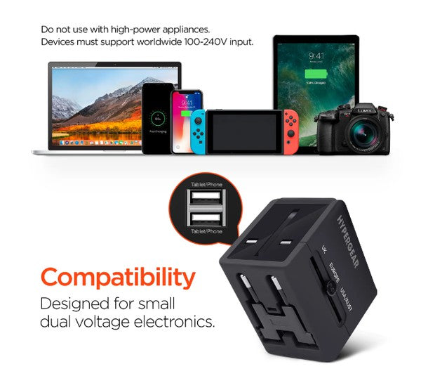 AC + dual USB charger—powers up to 3 devices from one wall outlet.