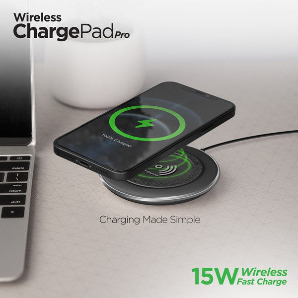 Power up without plugging in. The HyperGear ChargePad Pro delivers a blazing-fast 15W wireless charge in a sleek, ultra-slim design that looks as good as it performs. Whether you're at your desk, bedside, or on the go, this charger keeps your devices powered and your space clutter-free.
