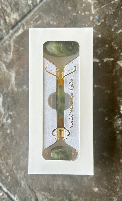 Jade Facial Roller with dual-ended design for facial massage and skincare enhancement