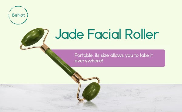 Jade Facial Roller with dual-ended design for facial massage and skincare enhancement