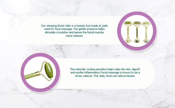 Jade Facial Roller with dual-ended design for facial massage and skincare enhancement