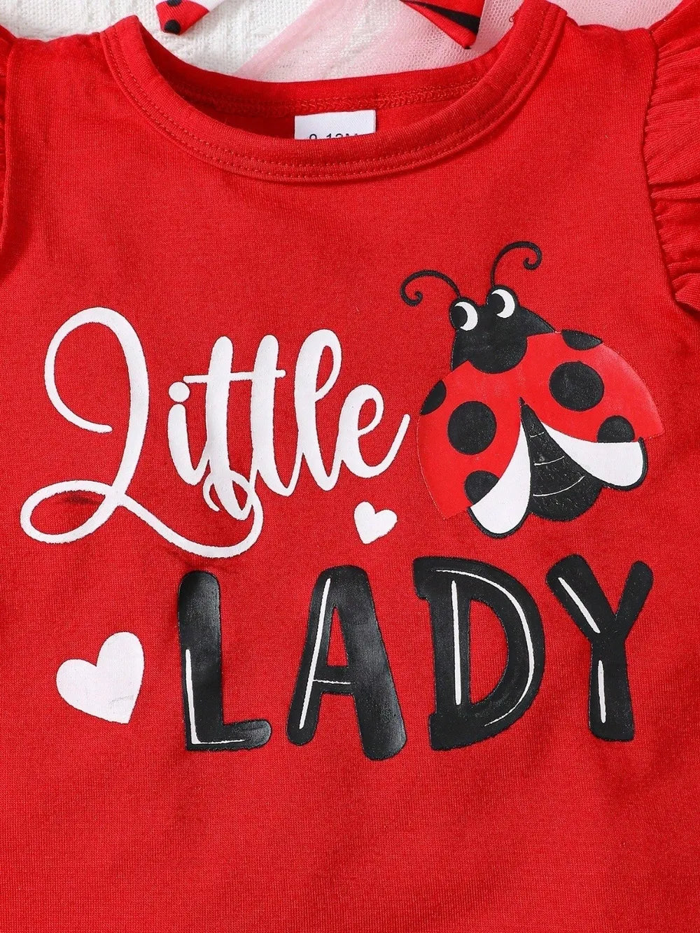 Baby outfit set with ladybug print: short-sleeve top and matching bottoms in soft fabric (sizes 6 months to 3 years)