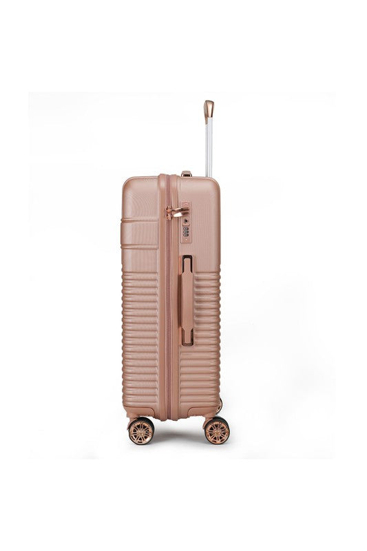Lightweight travel luggage featuring a structured design and retractable handle for easy transport.