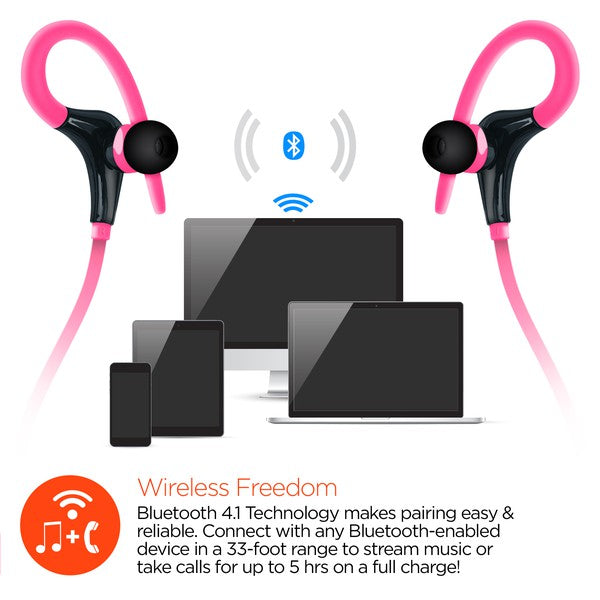 Whether you're crushing a workout or racing through your day, the HyperGear Marathon Wireless Sports Earphones are your go-to for high-performance sound and all-day comfort. With a secure behind-the-ear hook design and sweatproof fit, these earphones are made for movers, shakers, and sound chasers.