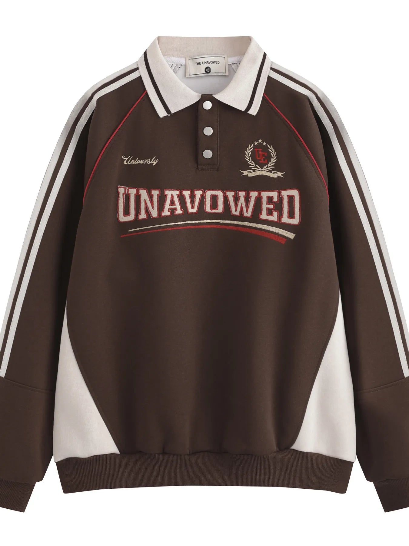The mens letter-graphic striped polo-collar sweatshirt combines bold typographic detailing with classic polo-stripe styling for a casual, sporty look and comfortable fit.