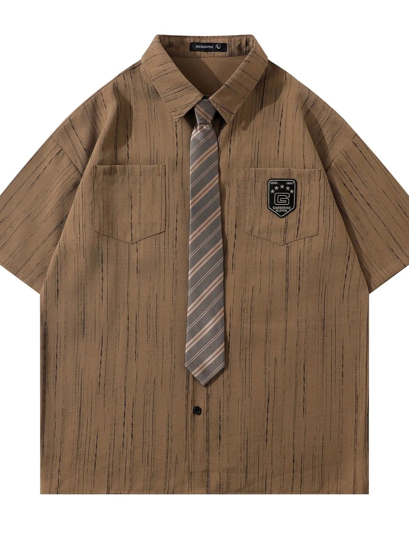 This men’s striped short-sleeve shirt with tie delivers a sharp, polished look with breathable, comfortable fabric and a coordinated tie for effortless styling.