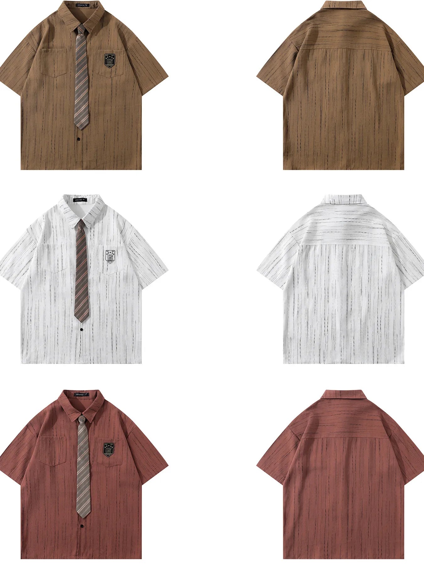 This men’s striped short-sleeve shirt with tie delivers a sharp, polished look with breathable, comfortable fabric and a coordinated tie for effortless styling