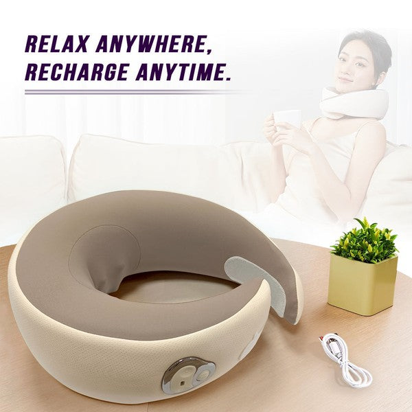 Multi-purpose neck massage pillow with heat therapy, ergonomic design, and versatile use for neck, shoulders, and back.