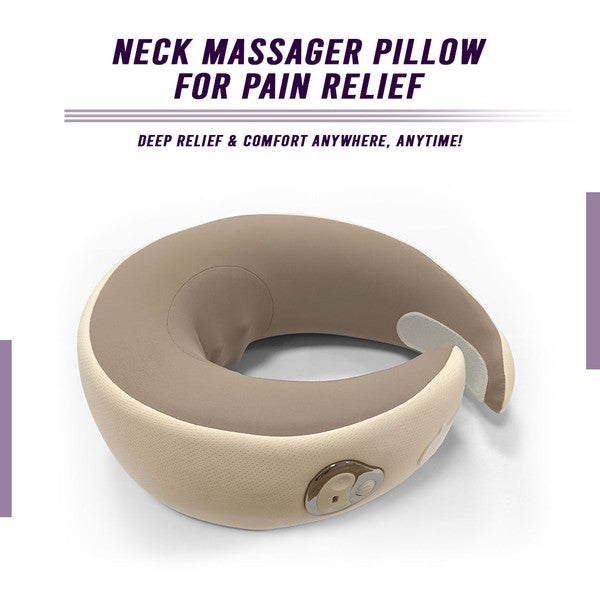 Multi-purpose neck massage pillow with heat therapy, ergonomic design, and versatile use for neck, shoulders, and back.