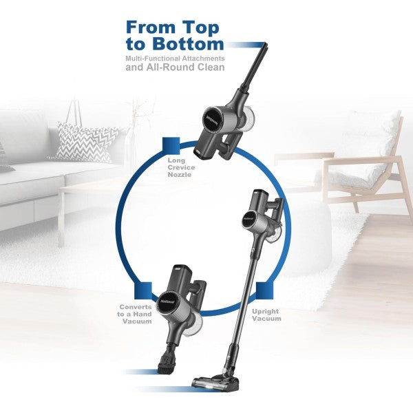 The National 2-in-1 Cordless Handheld Vacuum Cleaner is a lightweight, rechargeable vacuum that combines handheld and stick configurations for versatile, powerful cleaning on floors and upholstery without the hassle of cords.