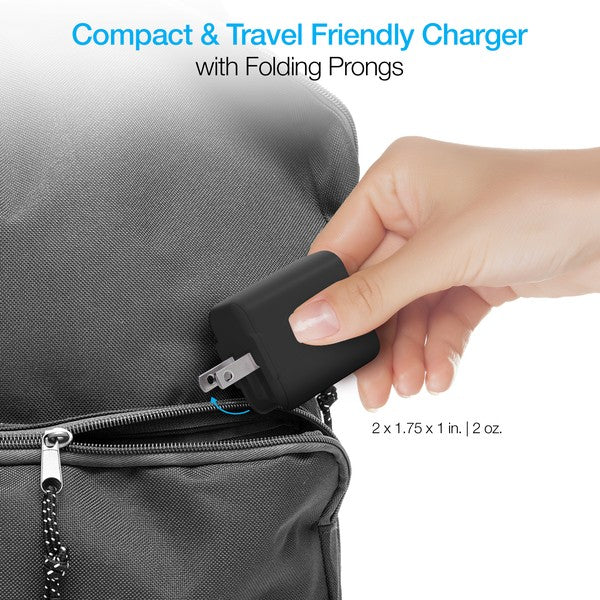 A compact Naztech wall charger with a 20W USB-C Power Delivery port, foldable prongs, and two USB-C cables—ideal for fast, portable charging of compatible devices.