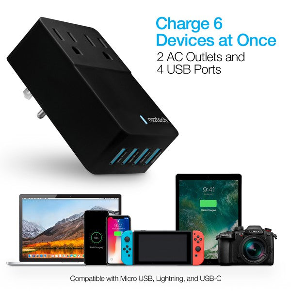 Naztech wall chargers—4 USB ports and 2 AC outlets for efficient multi-device charging.