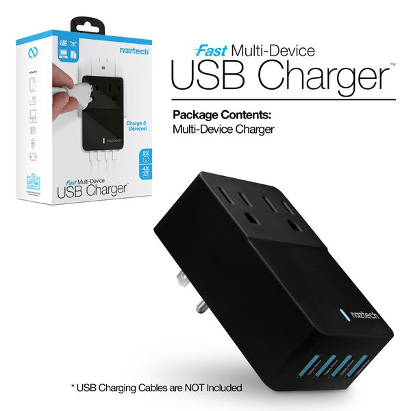 Naztech wall chargers—4 USB ports and 2 AC outlets for efficient multi-device charging.