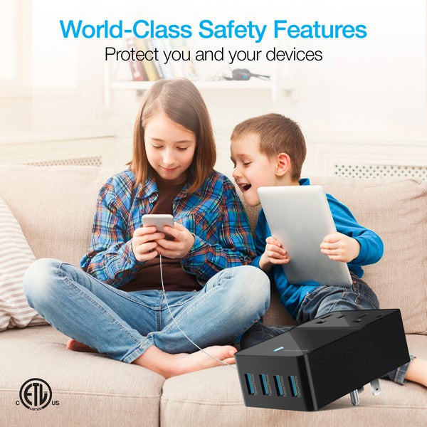 Naztech wall chargers—4 USB ports and 2 AC outlets for efficient multi-device charging.