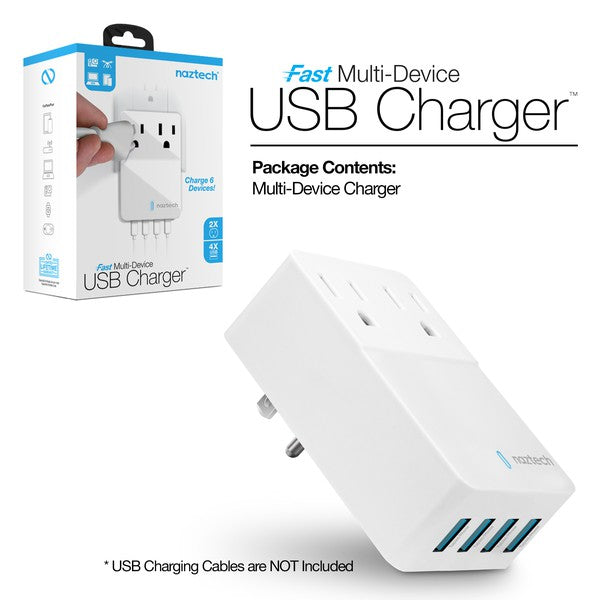Naztech wall chargers—4 USB ports and 2 AC outlets for efficient multi-device charging.