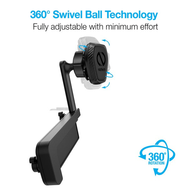 A compact NuTech Elite Series magnetic mount that attaches to any laptop, securely holding a smartphone for multitasking or video calls.