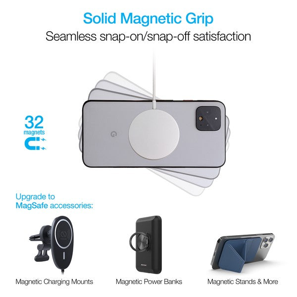 Transform any phone case into a MagSafe-compatible powerhouse with the Naztech MagUP Magnetic Ring 2-Pack. Designed for seamless alignment and secure attachment, these ultra-thin rings unlock the full potential of MagSafe charging and accessories—without switching cases.