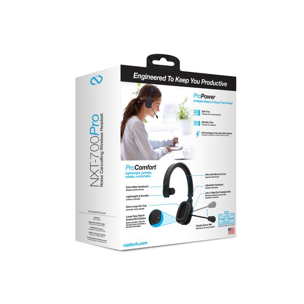 Engineered for professionals on the move, the Naztech NXT-700 Xtreme delivers powerful noise cancellation, all-day comfort, and seamless wireless connectivity. Whether you're commuting, working remotely, or driving cross-country, this headset keeps your communication sharp and distraction-free.