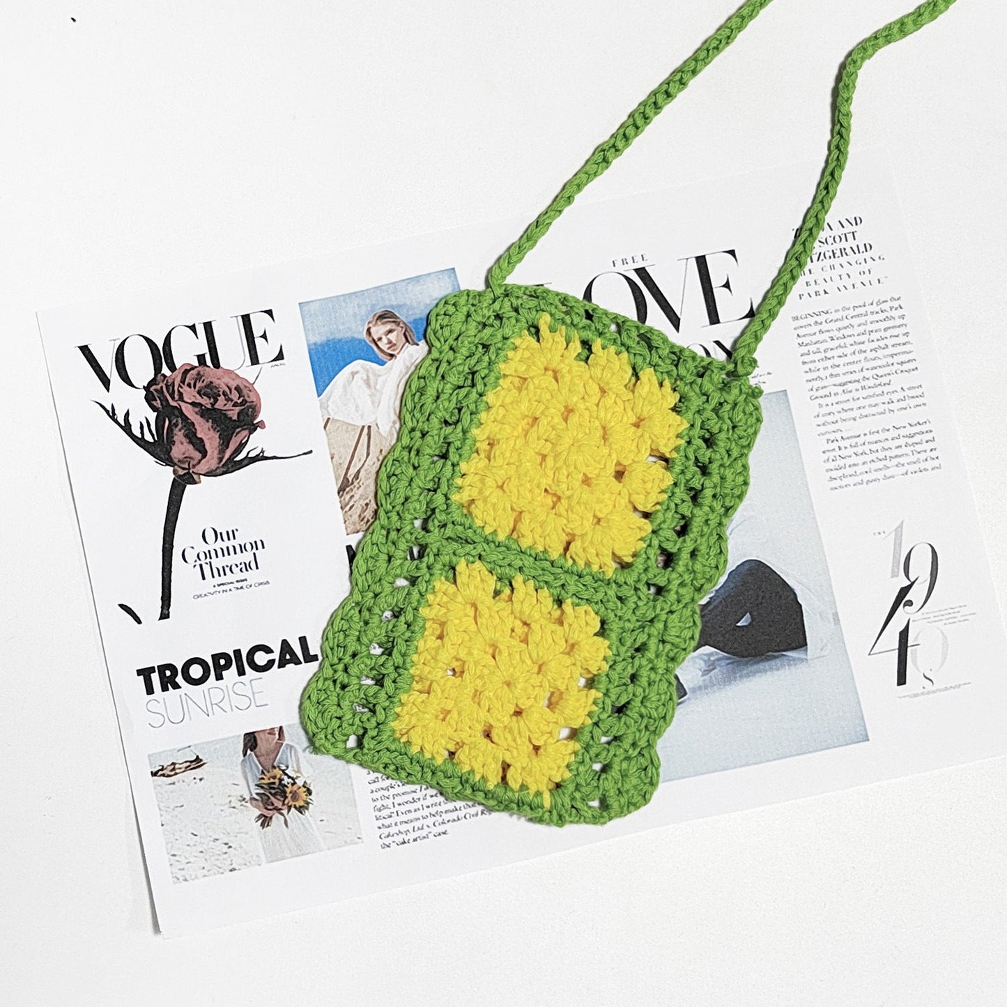 Handmade Woven Women Bag Net Red Ethnic Mobile Phone Bag Color Contrast Patchwork Single-Piece Crossbody Bag
