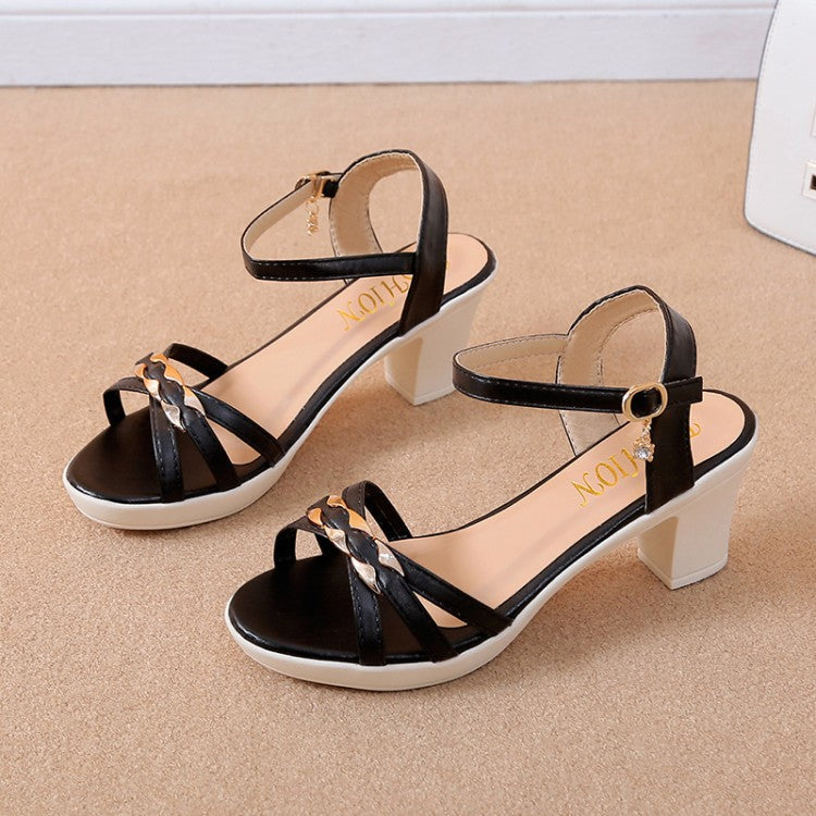 summer new pattern female Sandals 2021 Word for word outdoor high-heeled shoes Versatile summer Fish mouth Rome Thick heel Women's Shoes tide