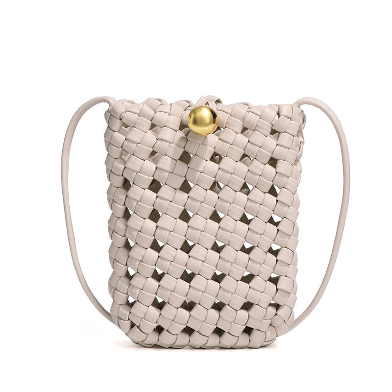 Maillard Hand Woven Convenient Compact Mini Shoulder Crossbody Mobile Phone Bag Gilding Buckle Small Square Bag Export Bag